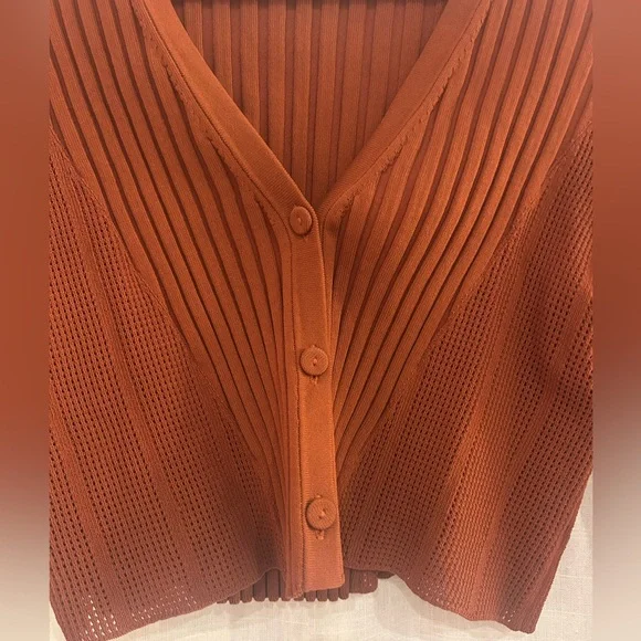 ba&sh Rust Button Down Ribbed Top - Picture 6 of 8